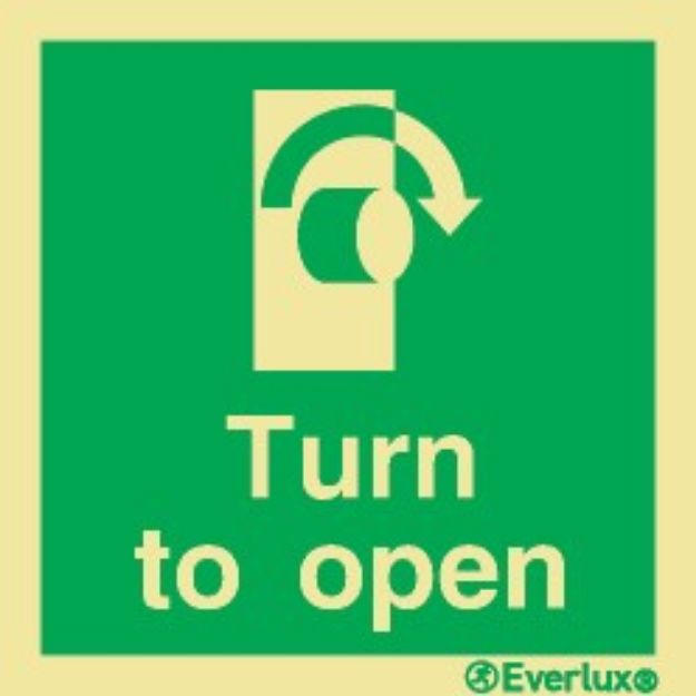 Turn clockwise to open